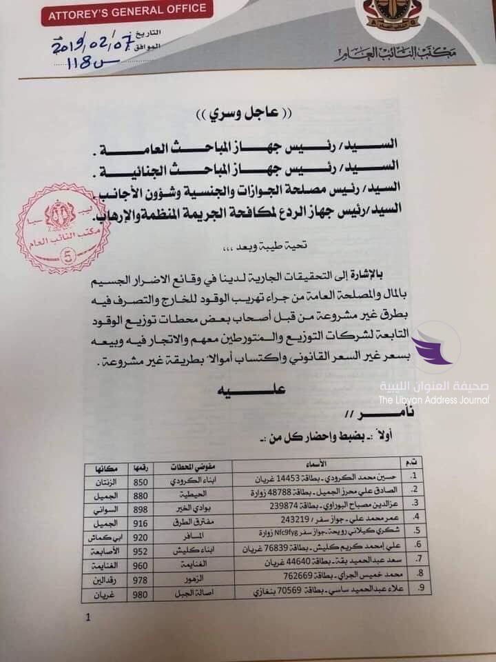 بالأسماء.. مكتب النائب العام يكشف عن المتورطين في تهريب المحروقات خارج ليبيا 6 بالأسماء.. مكتب النائب العام يكشف عن المتورطين في تهريب المحروقات خارج ليبيا - 52082289 624959337957032 9199528921048023040 n