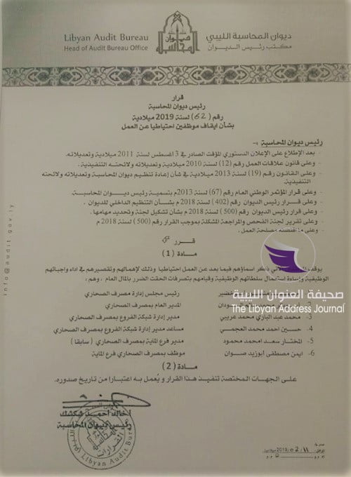 إيقاف مدير عام مصرف الصحارى للتحقيق في قضية اختلاس وموظفي المصرف يحتجون ويطالبون بإطلاق سراحه 5 إيقاف مدير عام مصرف الصحارى للتحقيق في قضية اختلاس وموظفي المصرف يحتجون ويطالبون بإطلاق سراحه - DzOze 3U0AA5Dii