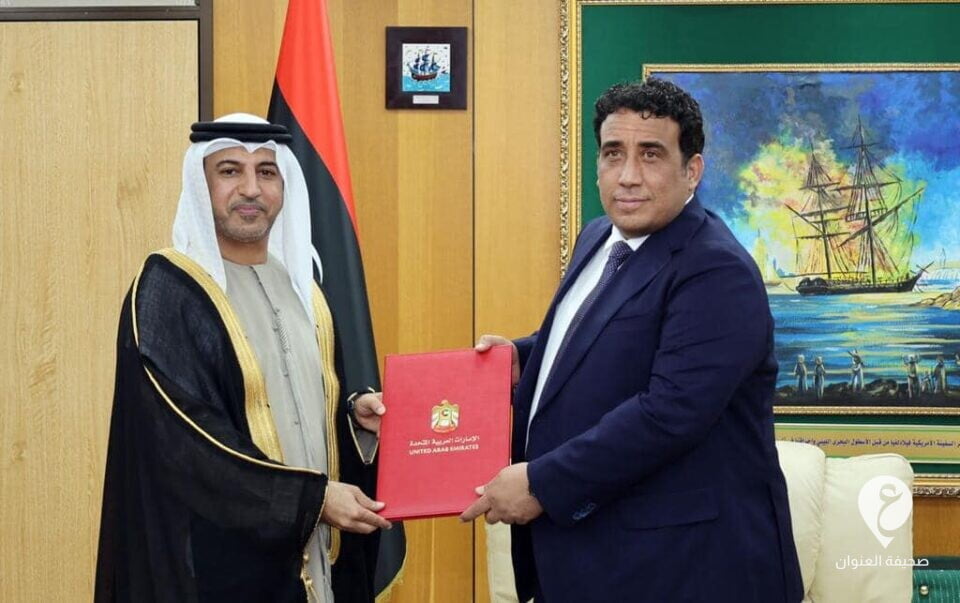 المنفي يتسلم أوراق اعتماد السفير الإماراتي الجديد لدى ليبيا 1 المنفي يتسلم أوراق اعتماد السفير الإماراتي الجديد لدى ليبيا - 271972727 333268005475438 8534802582638847886 n