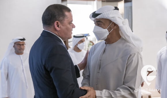 الدبيبة يلتقي محمد بن زايد في الإمارات لتقديم العزاء في وفاة الرئيس الراحل خليفة بن زايد - PSD العنوان 2022 05 21T194912.181