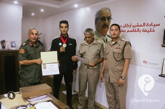 تكريم أحد منتسبي اللواء 73 لحصوله على قلادة ذهبية في بطولة شمال أفريقيا بتونس - 306832366 631432998349962 3642281033268006239 n