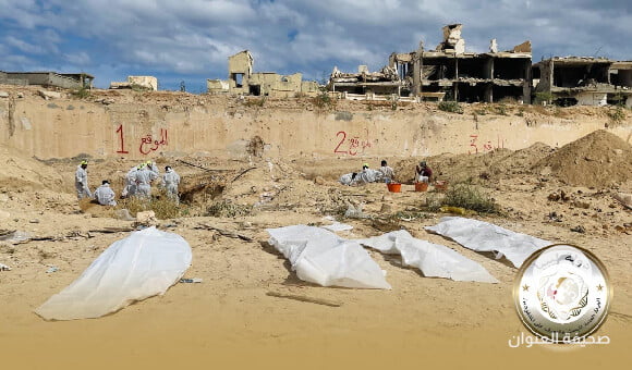 العثور على مقبرة في مدرسة بمنطقة الجيزة البحرية سرت واستخراج 42 جثة  - مشروع جديد
