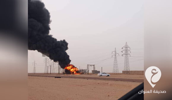 شهود: اندلاع حريق بمحطة لتوزيع الكهرباء بمنطقة صحراوية بين غدوة وتراغن - PSD العنوان 47