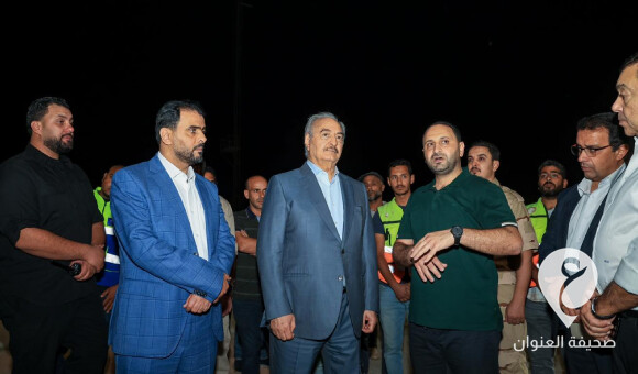 المشير حفتر رفقة رئيس الحكومة يتفقدان مواقع إنشاء الجسور وصيانة الجامعة ببنغازي - PSDالعنوان 23 1