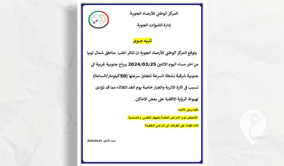 سرعتها تتجاوز 50 كلم.. تحذير من رياح نشطة في شمال ليبيا