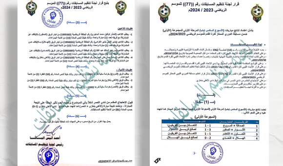 اعتماد نتيجة "ديربي بنغازي" لصالح الأهلي.. والنصر يرفض