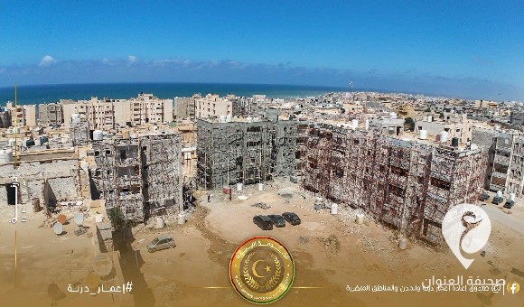 إعمار درنة يؤكد مواصلة أعمال صيانة وترميم المجمعات السكنية حي السلام 