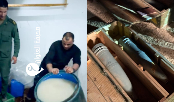 مداهمة أمنية تكشف مصنع خمور ومخبأ ذخيرة في هون - psd elen9877777wan 3