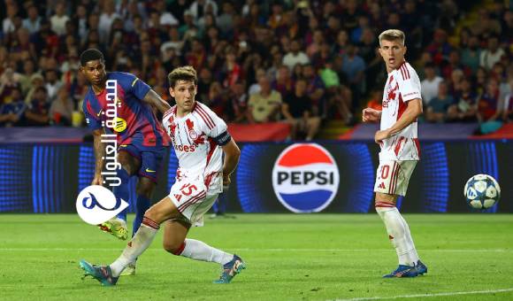 برشلونة يكتسح أولمبياكوس بسداسية في ليلة تألق فيرمين وراشفورد - psd elenwan 2025 10 21T211251.350