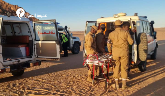 وفاة سيدة وإصابة تسعة نازحين سودانيين في حادث انقلاب مركبة قرب الكفرة - psd elenwan 8 1