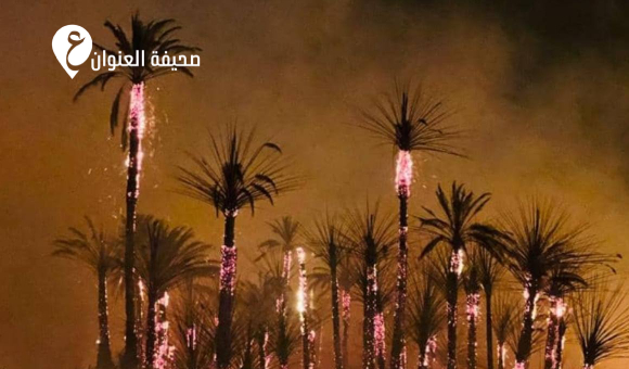 السيطرة على حريق بمزارع النخيل بمحلة الفيوت في غات - psd elenwan 2026 03 28T104924.988