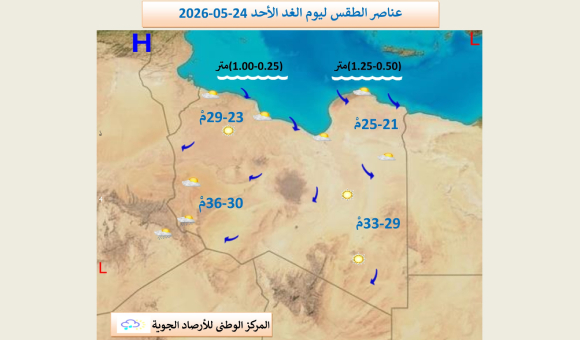 طقس معتدل واستقرار بحري على كامل ليبيا - psd elenwan 2026 05 23T101348.721