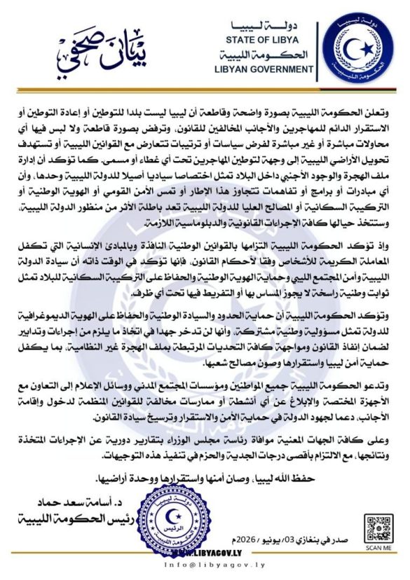 الحكومة الليبية: ليبيا ليست بلداً لتوطين المهاجرين - 714759266 971128888884870 2300899404985057597 n