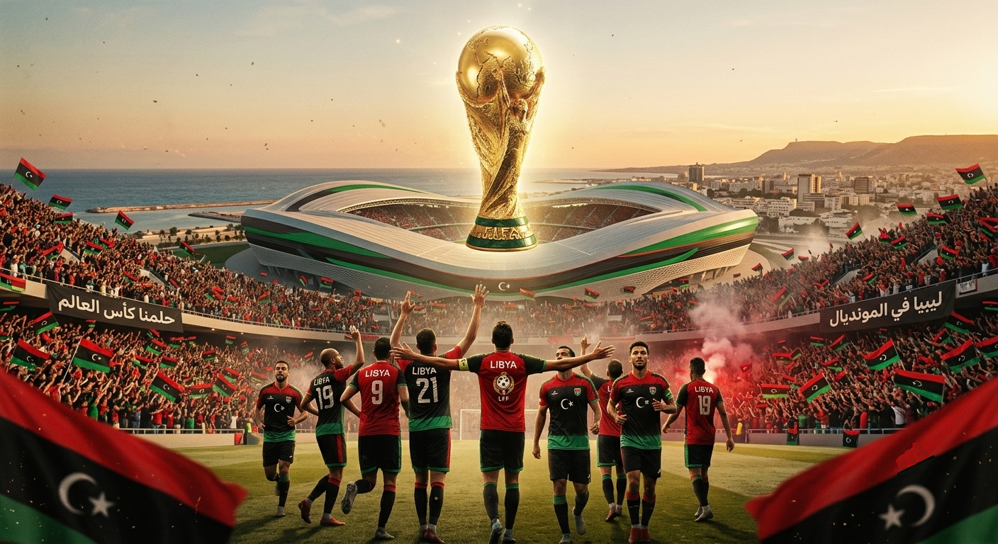 ليبيا وكأس العالم.. رحلة طويلة من المحاولات وحلم ينتظر لحظة الميلاد 9 ليبيا وكأس العالم.. رحلة طويلة من المحاولات وحلم ينتظر لحظة الميلاد - Gemini Generated Image l0r09zl0r09zl0r0