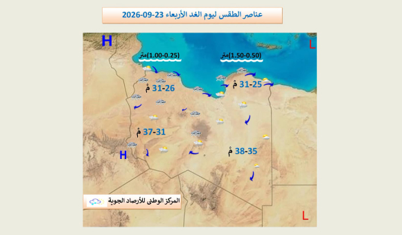 تقلبات جوية وأمطار رعدية متوقعة على مناطق عدة في ليبيا - psd elenwan 2026 09 22T112036.072