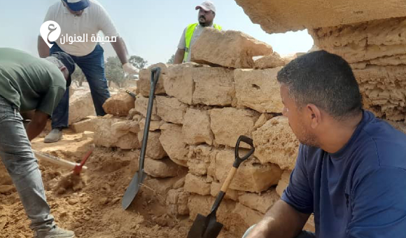 بدء أعمال ترميم أحد الأقواس الأثرية بموقع قصور الغليثة غرب بنغازي - psd elenwan 3 10