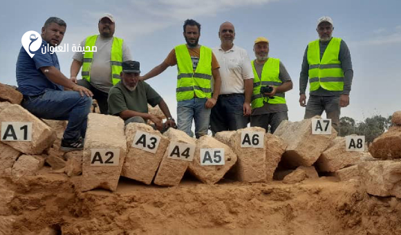 بدء أعمال ترميم أحد الأقواس الأثرية بموقع قصور الغليثة غرب بنغازي - psd elenwan 4 8