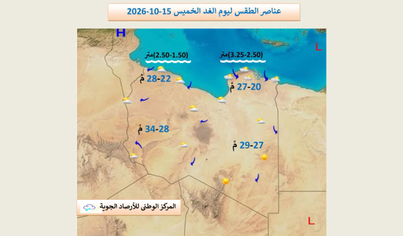 الأرصاد: أمطار متفرقة والبحر يصل إلى 4 أمتار على شمال شرق ليبيا 2 الأرصاد: أمطار متفرقة والبحر يصل إلى 4 أمتار على شمال شرق ليبيا - psd elenwan 2026 10 14T112838.402